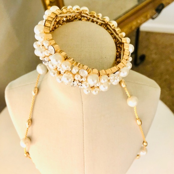 Vintage Rhinestone Pearl Bracelet Necklace Lot - Picture 11 of 16